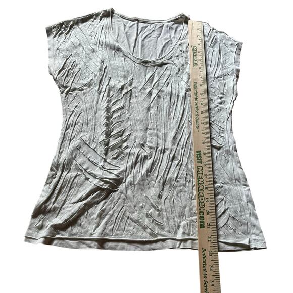 Chicos T Shirt Women's 0 Cream Short Sleeve Textured Rip Torn Distressed - Picture 5 of 6